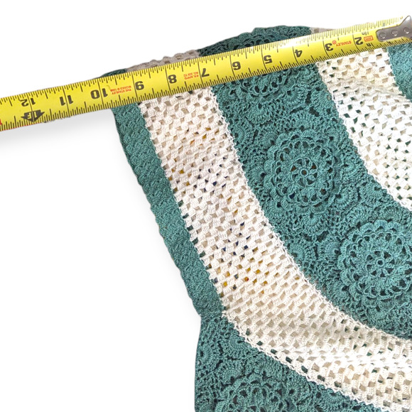 Cream & Sage Vintage Cotton Crochet Top ~ Shanghai Handmade Small - Picture 8 of 9